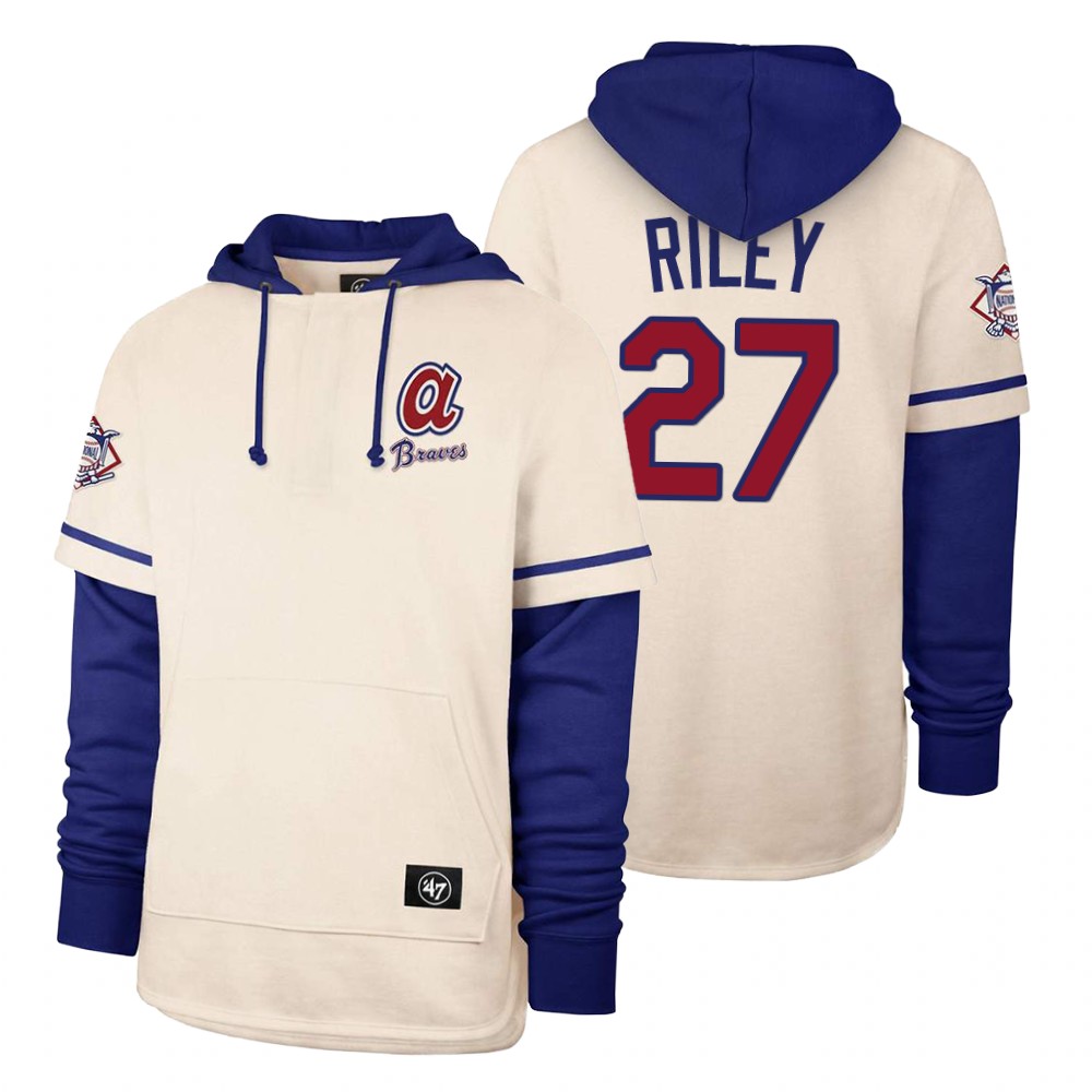 Men Atlanta Braves #27 Riley Cream 2021 Pullover Hoodie MLB Jersey->atlanta braves->MLB Jersey